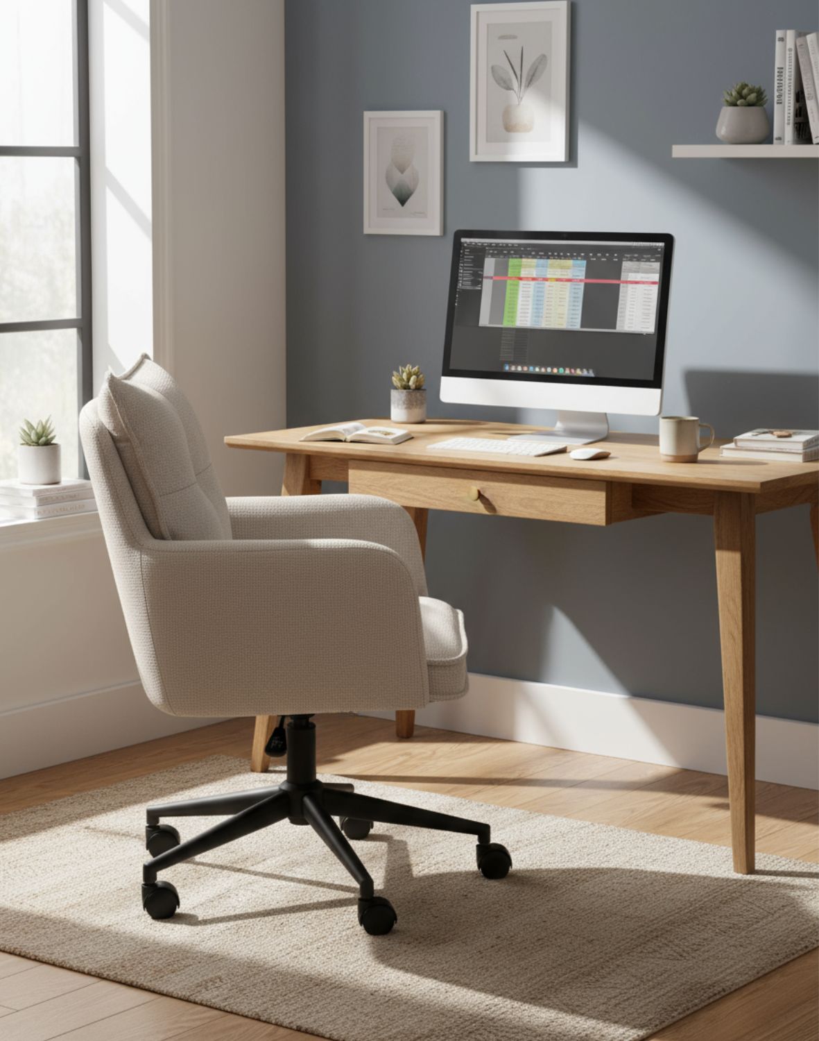 krzesło biurowe ferro, beżowe, regulowane, obrotowe