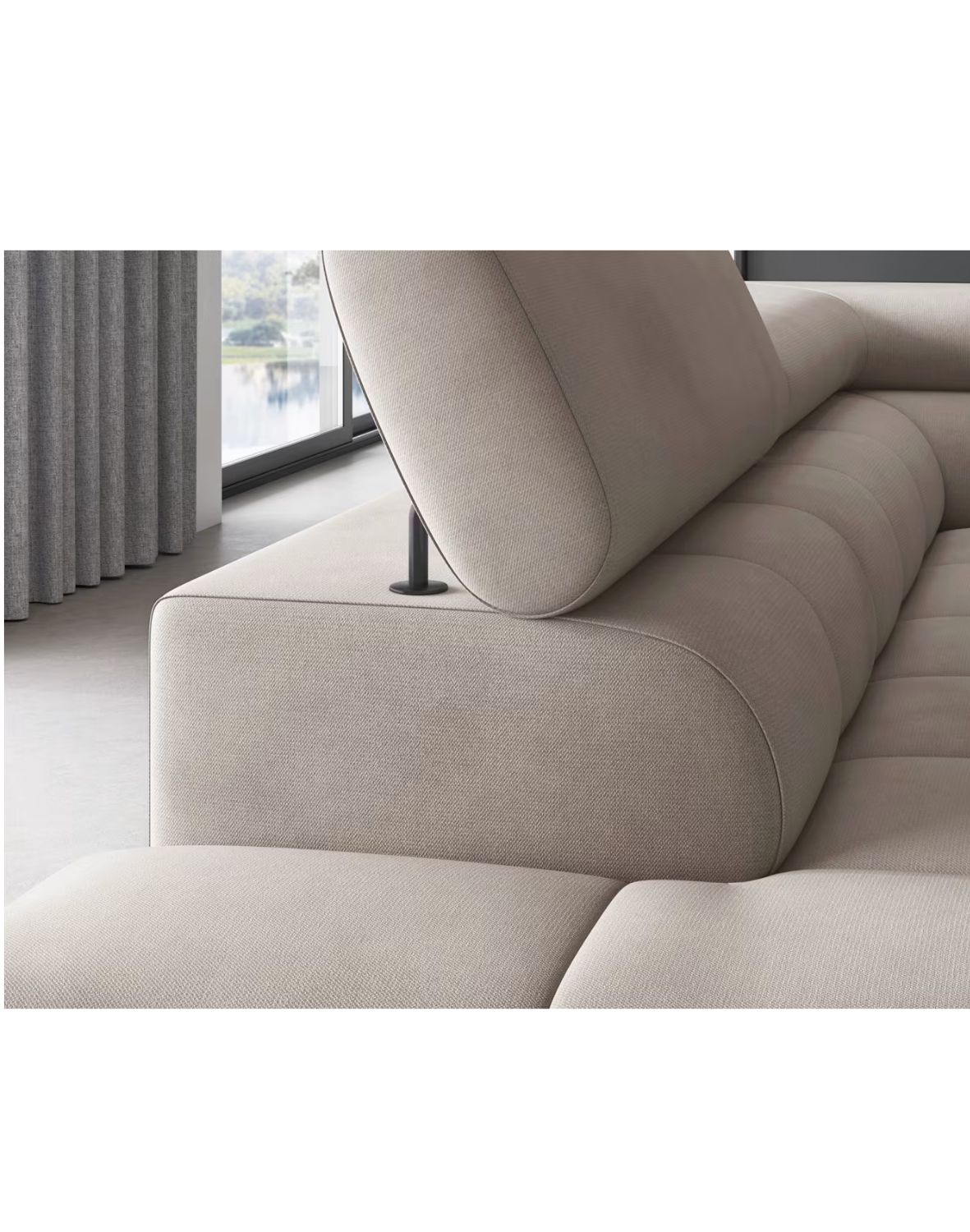 narożnik ferucce z funkcją spania i pojemnikiem, regulowane zagłówki