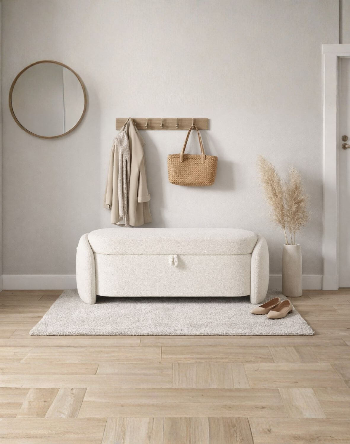 ława z funkcją pojemnika ficaria, kremowa, boucle