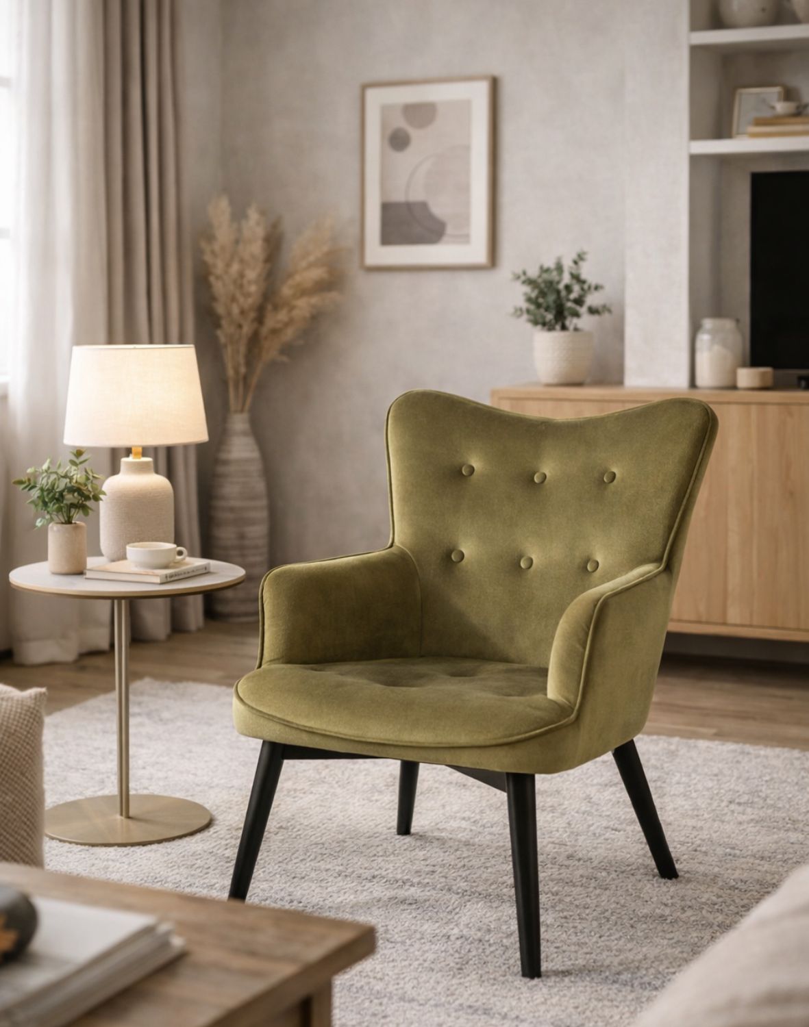 fotel carmen velvet oliwkowy