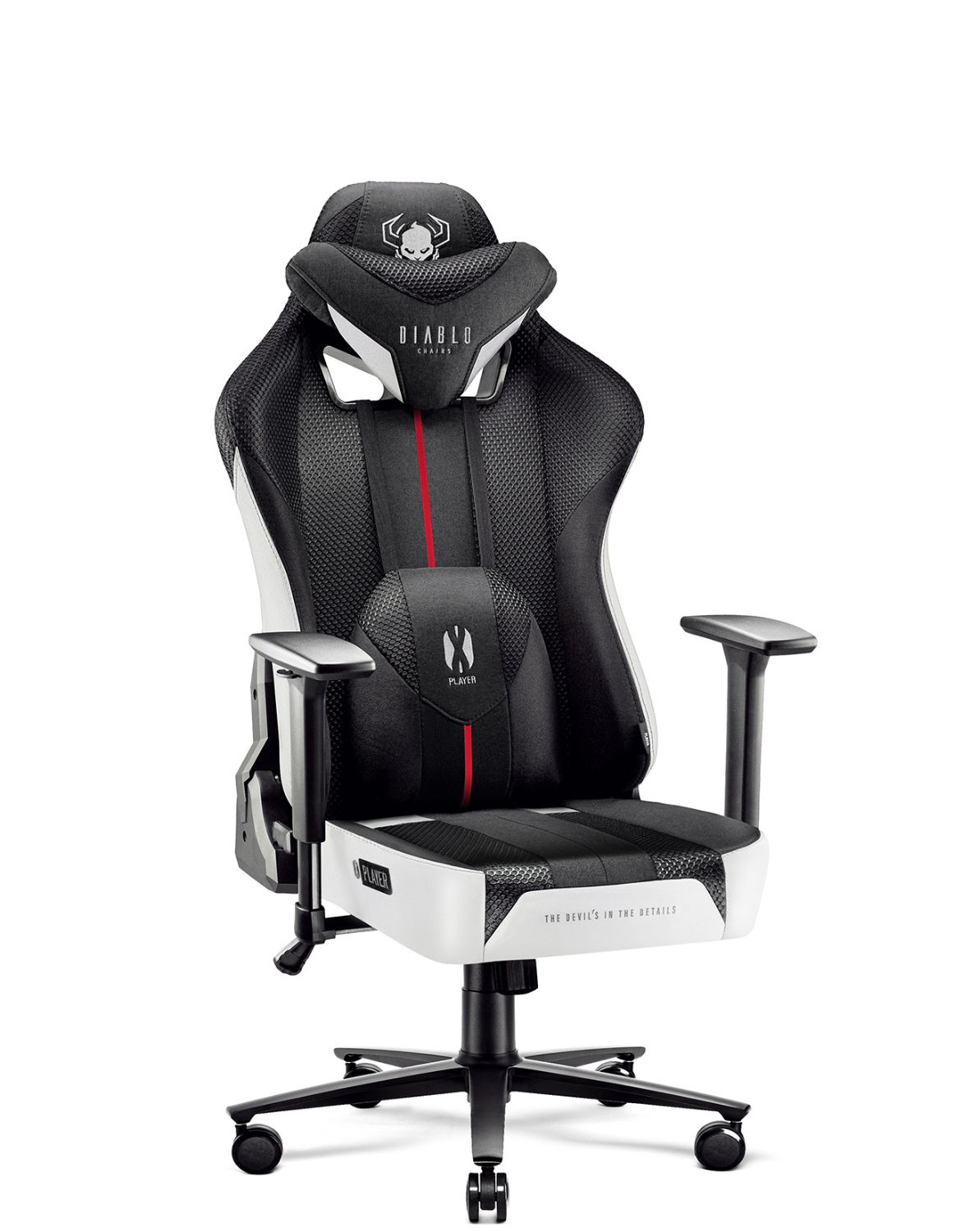 fotel dla dziecka diablo kids x-player biało-czarny