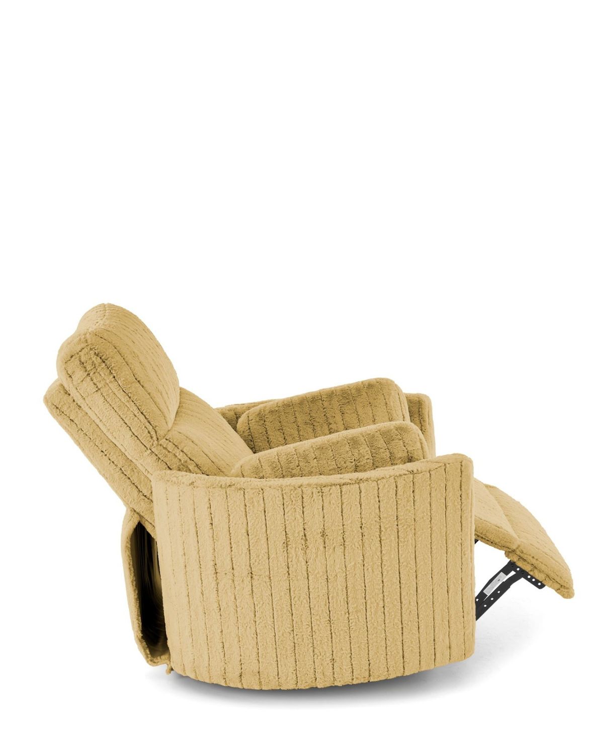 fotel pegas z funkcją elektrycznego rozkładania, obracania i kołyski, musztardowy