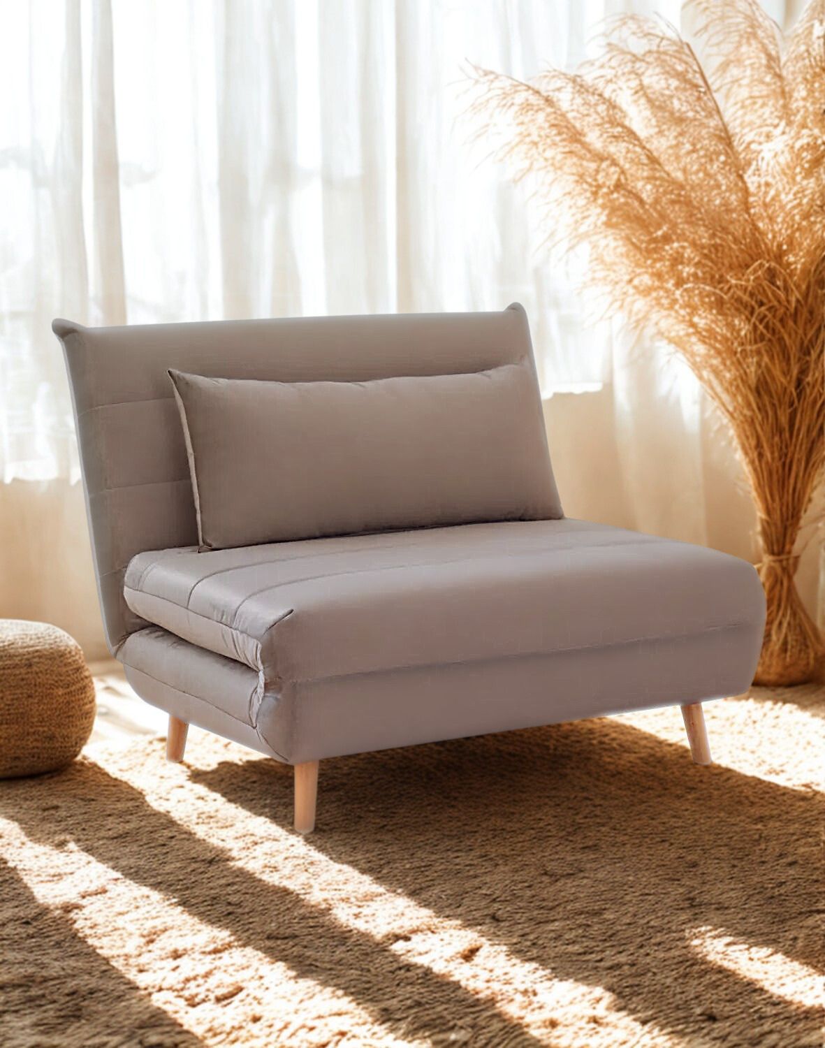 fotel rozkladany spike velvet szary