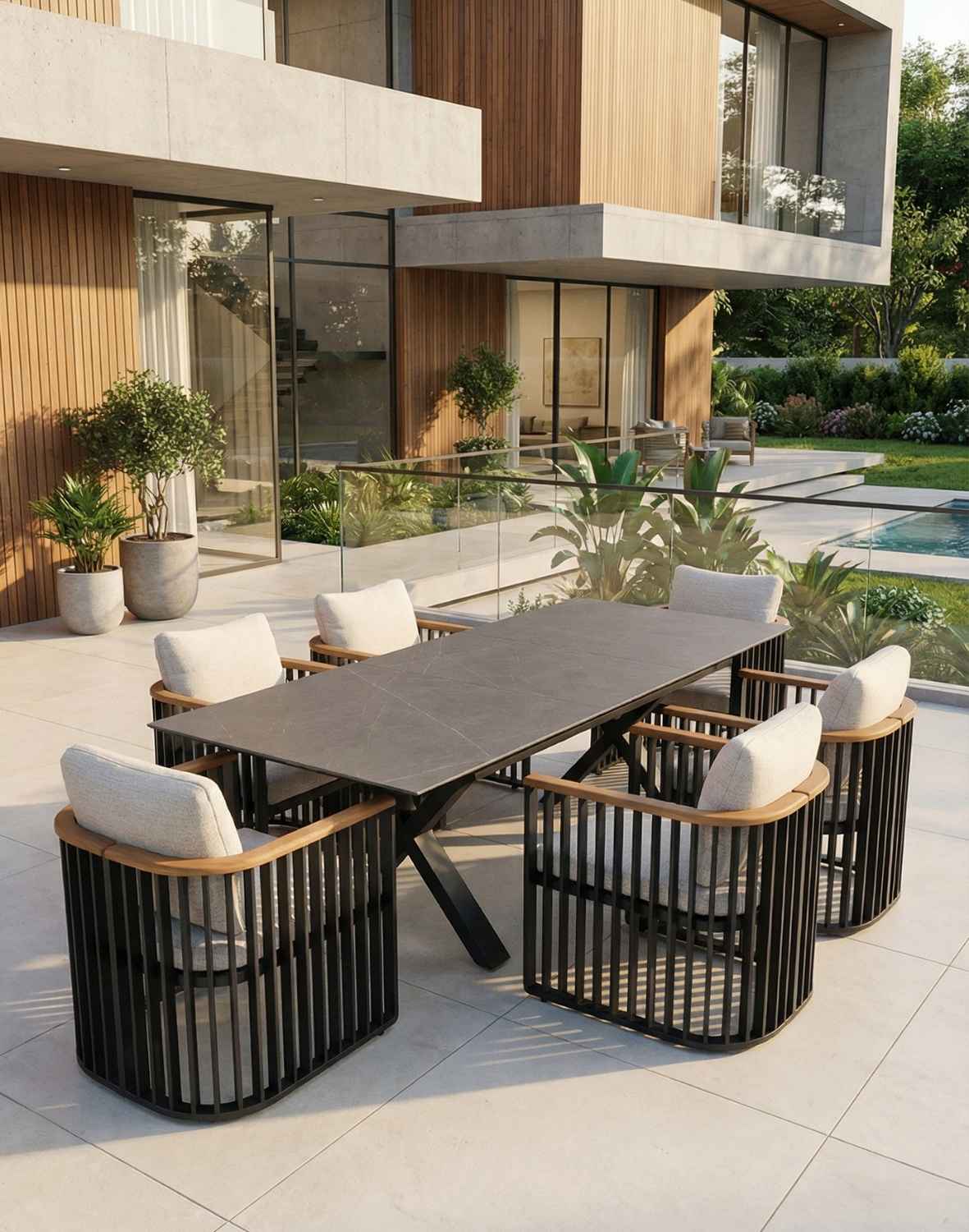 zestaw ogrodowy gap: rozkładny stół i 6 krzeseł