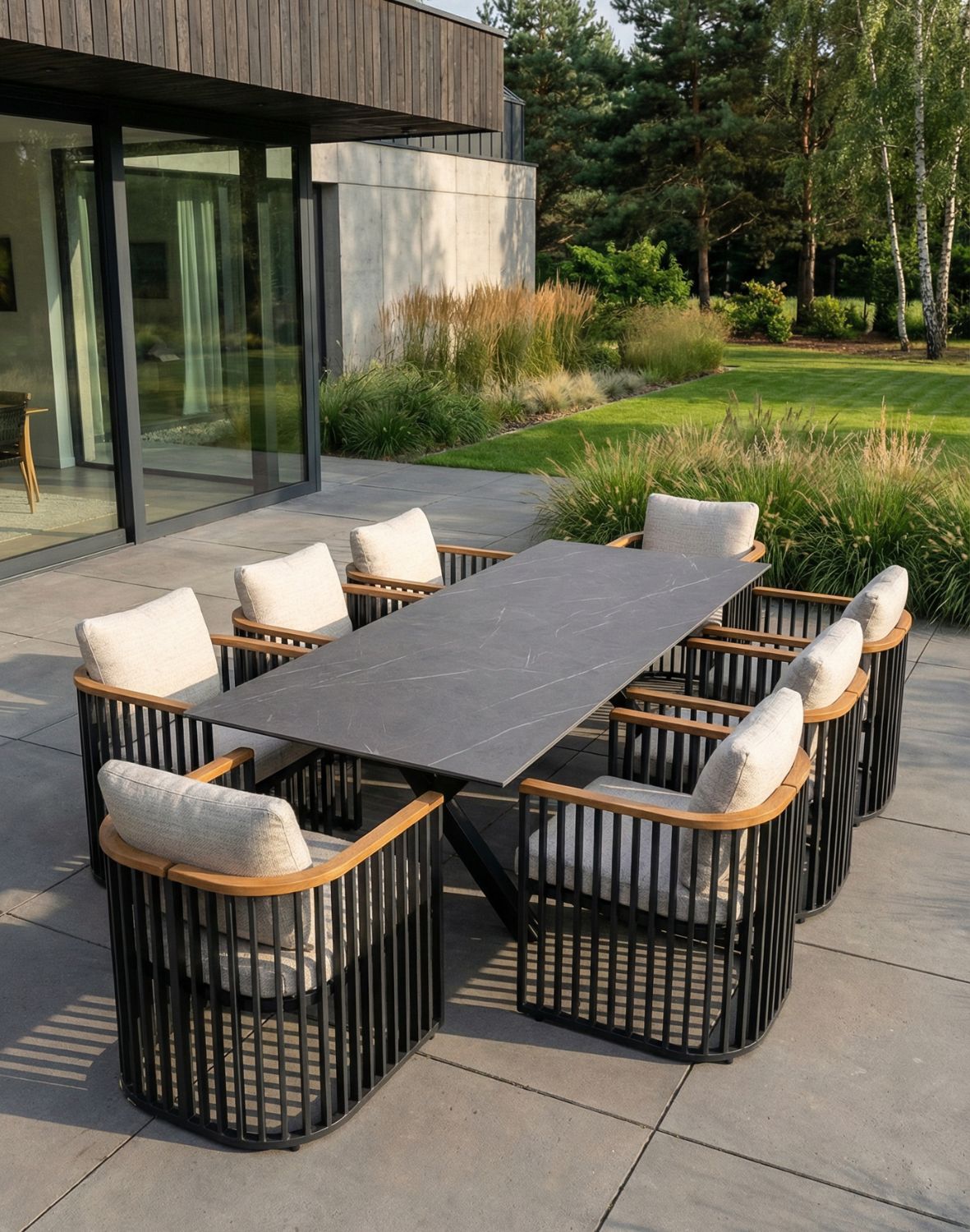 zestaw ogrodowy gap: rozkładny stół i 8 krzeseł