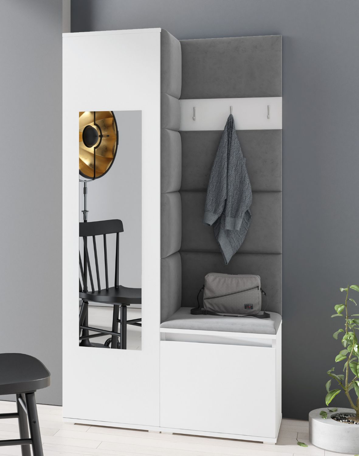 garderoba do przedpokoju z szafą emi 13 grafit