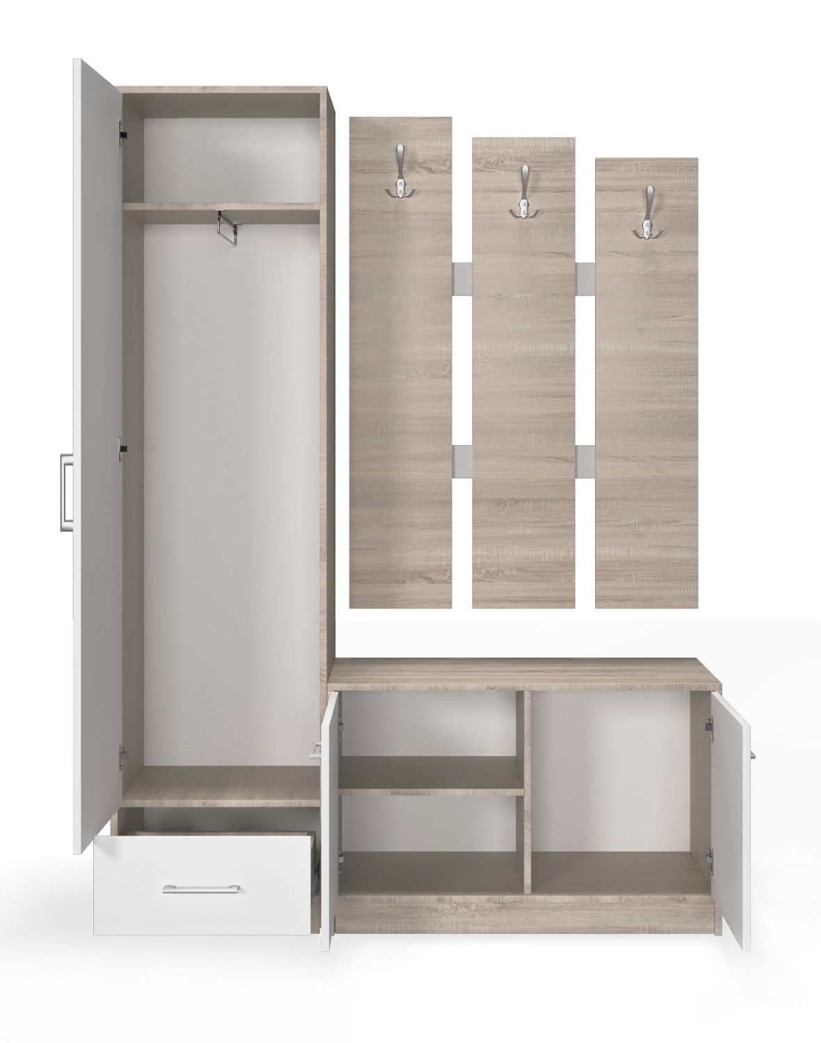 garderoba do przedpokoju biała dąb sonoma maxi