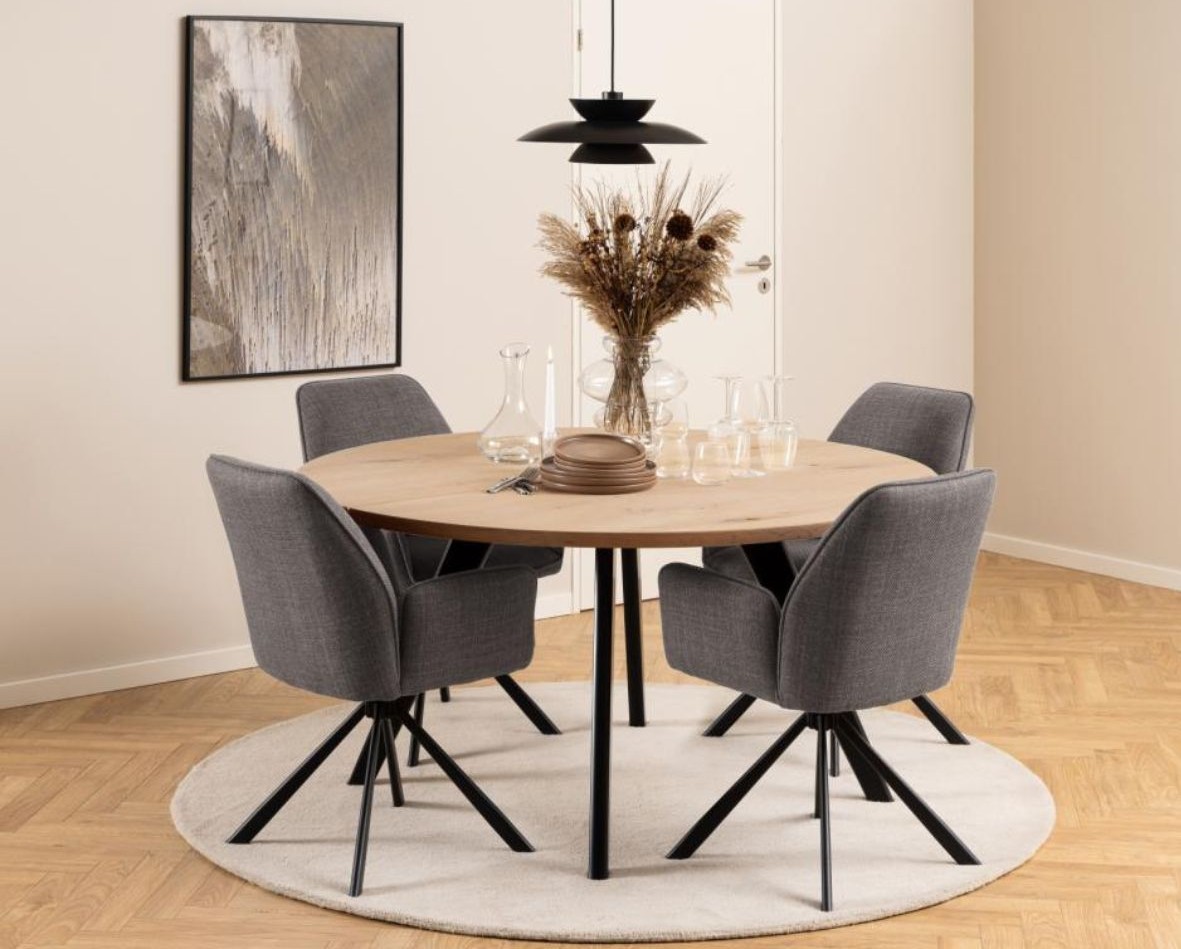 krzesło obrotowe do jadalni, tapicerowane glenda, jasnoszare (07482)