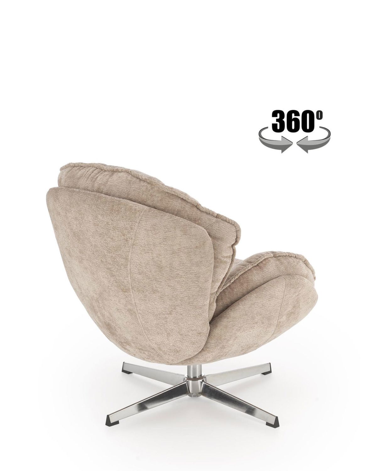 fotel obrotowy guido beżowy, obrotowy 360°, chrom