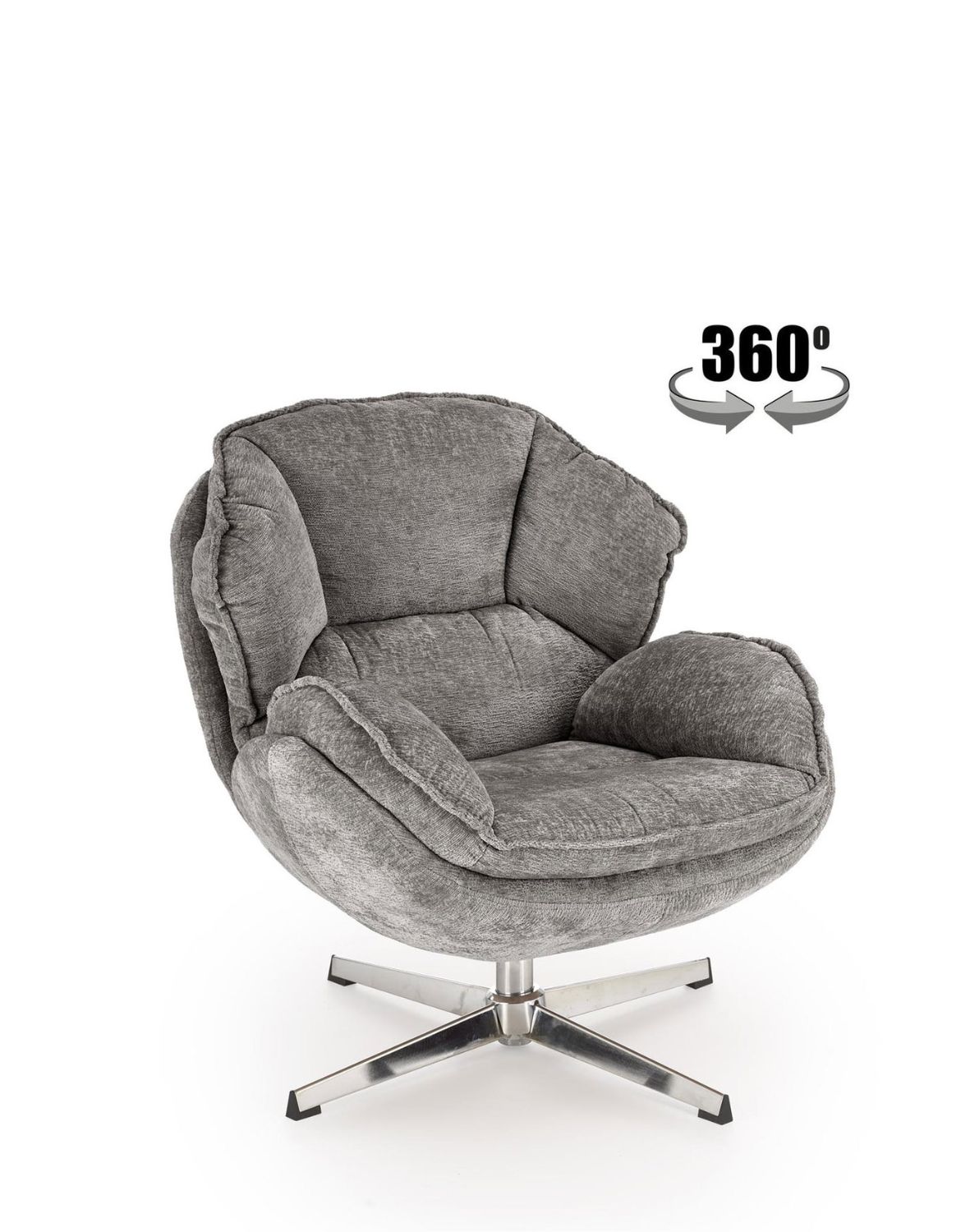 fotel obrotowy guido szary, obrotowy 360°, chrom