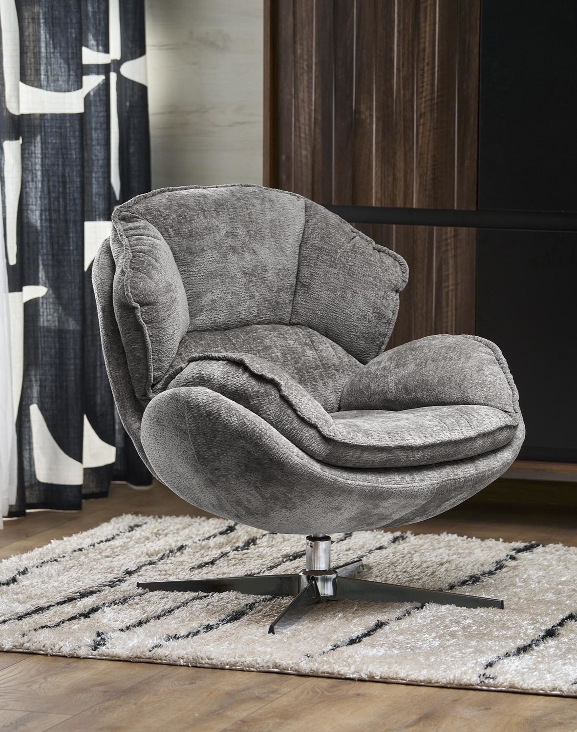 fotel obrotowy guido szary, obrotowy 360°, chrom