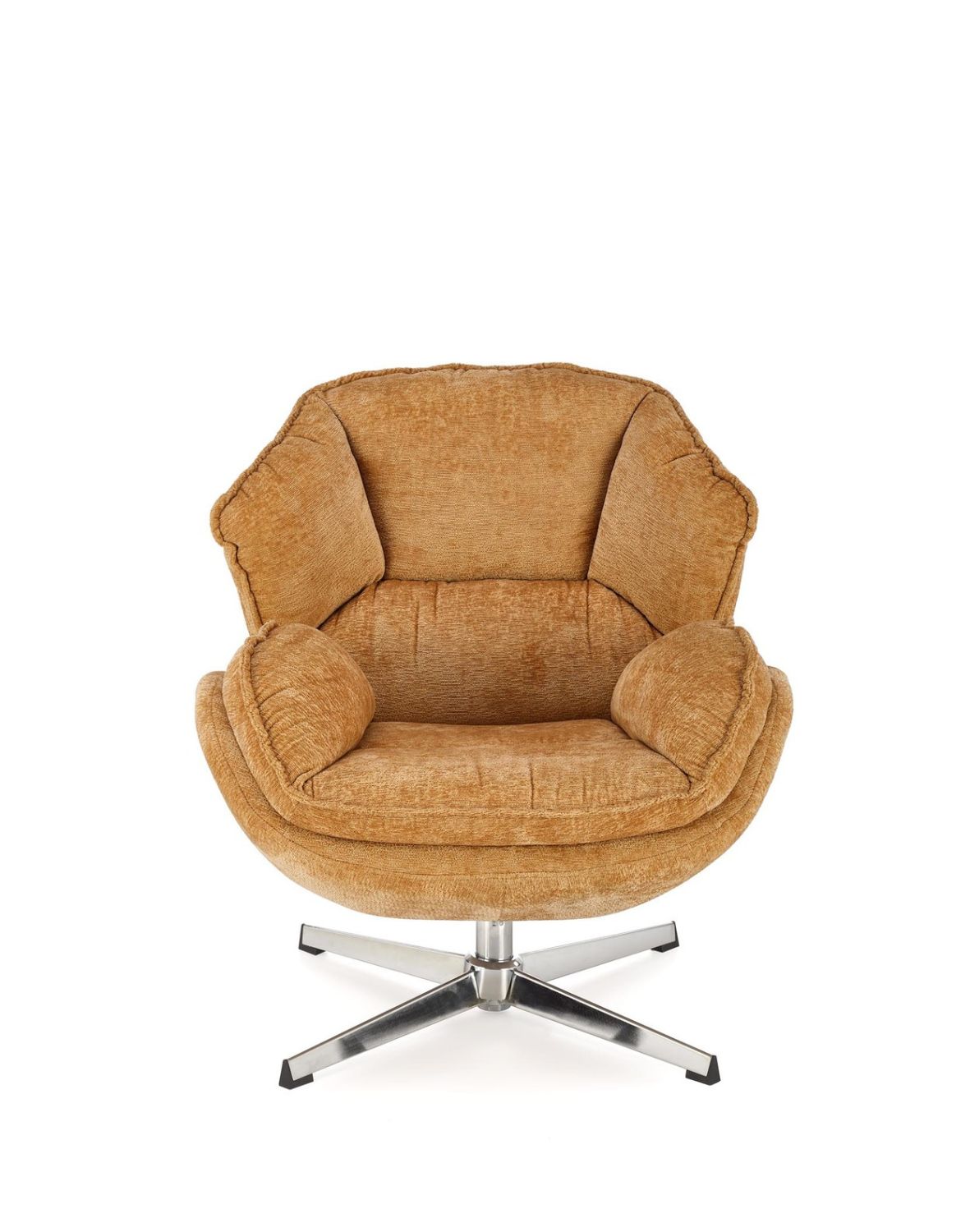 fotel obrotowy guido musztardowy, obrotowy 360°, chrom