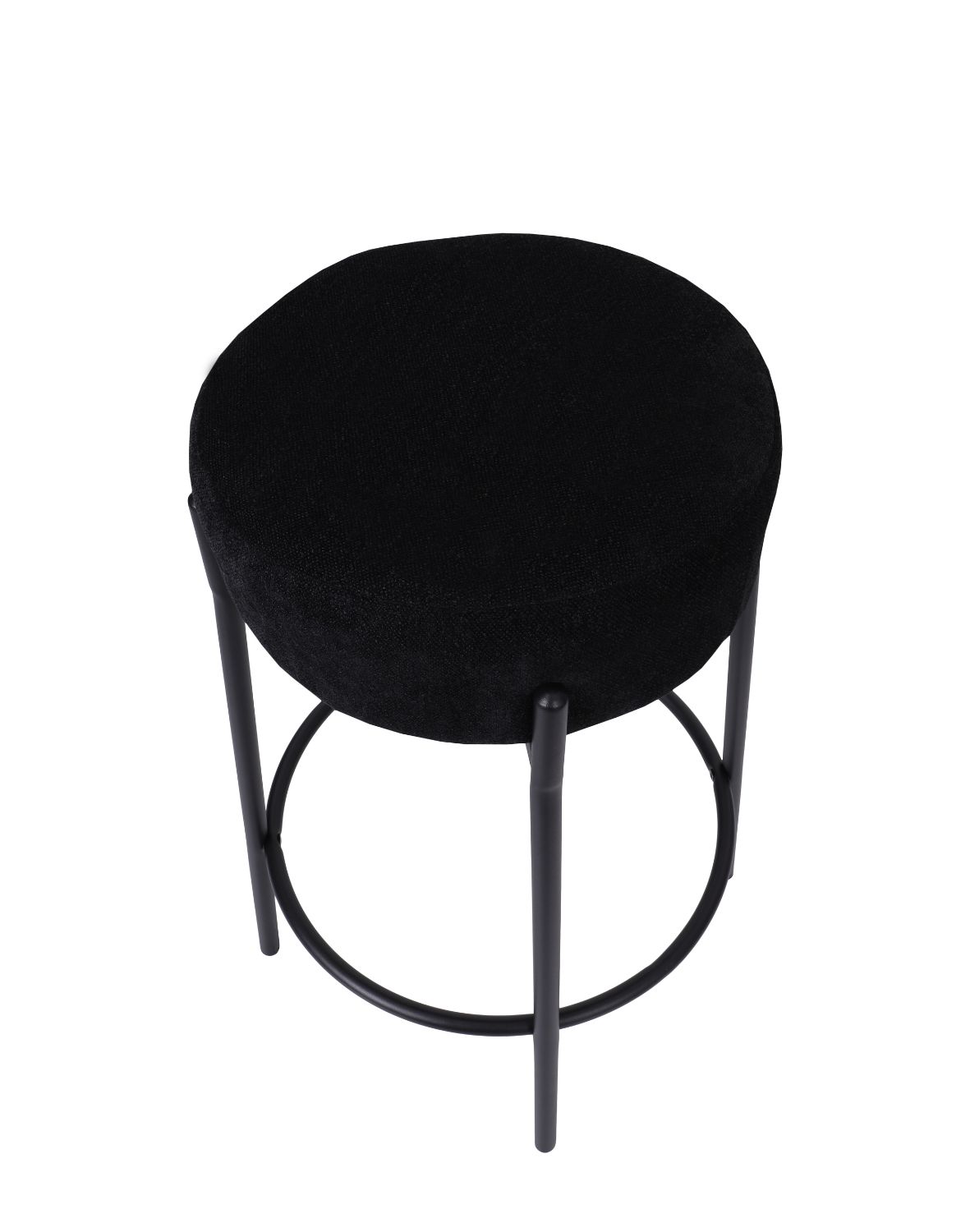 okrągły hoker do kuchni z podnóżkiem holly, tapicerowany, czarny