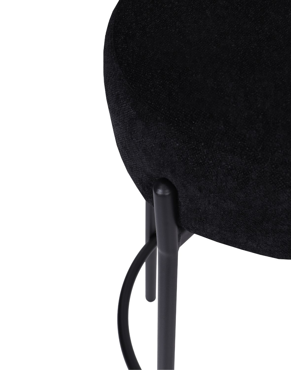 okrągły hoker do kuchni z podnóżkiem holly, tapicerowany, czarny