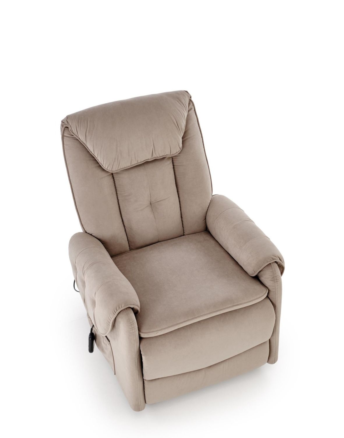 fotel horton z funkcją elektrycznego rozkładania i pionizacji, beżowy welwet