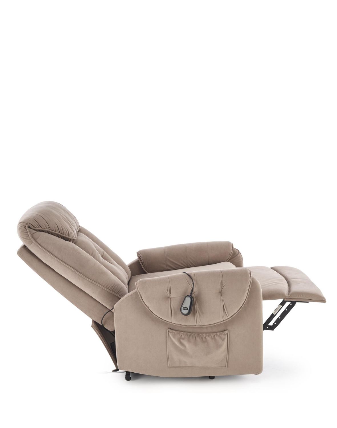 fotel horton z funkcją elektrycznego rozkładania i pionizacji, beżowy welwet