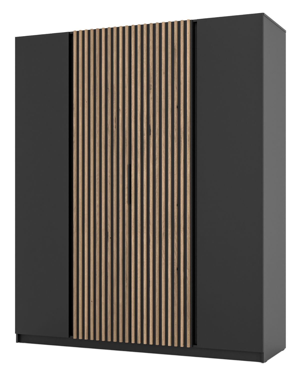 Szafa 4-drzwiowa z lamelami Kaja BL/BL-EV 2F, 2LAM Czarny, Dąb Evoke