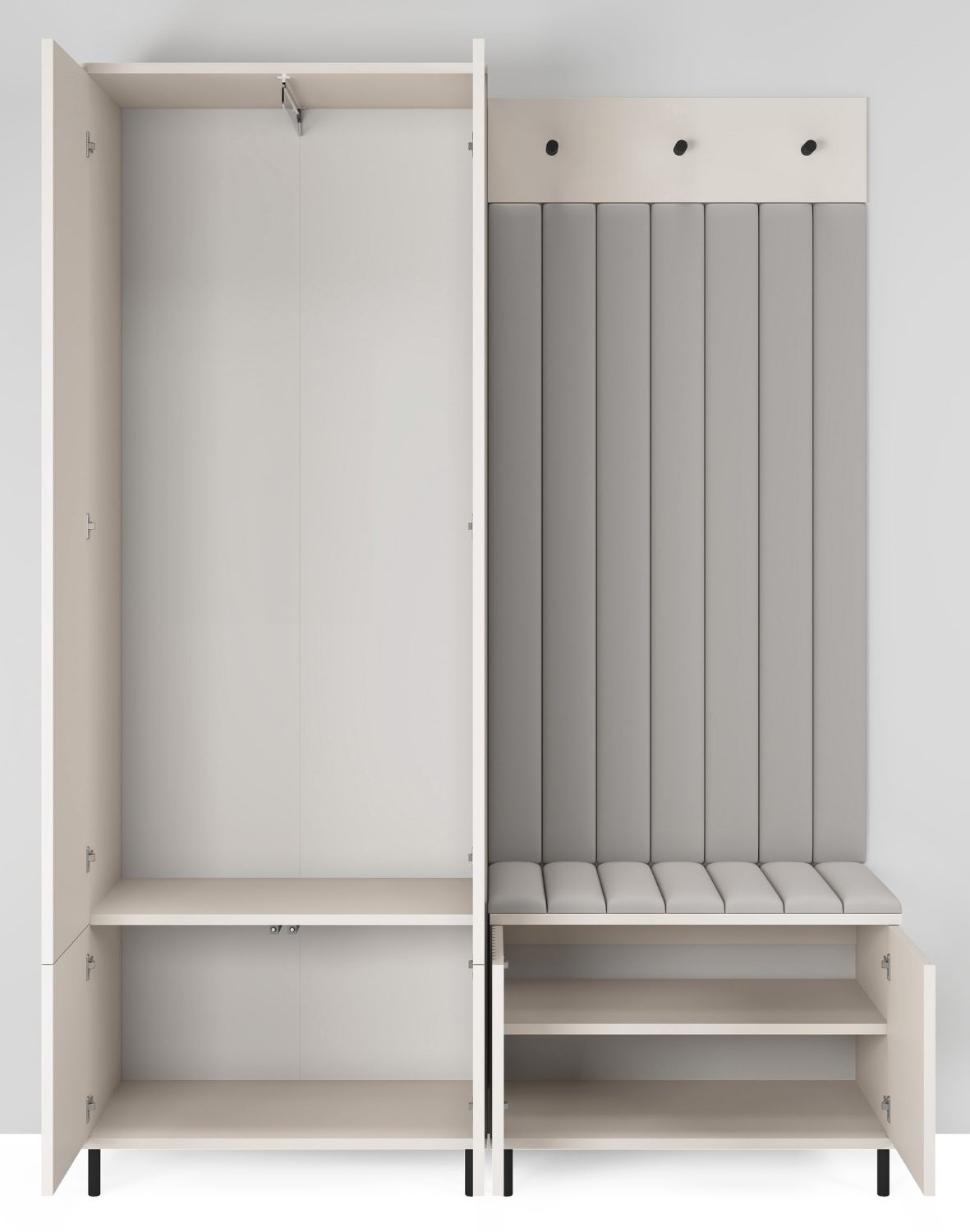 kaszmirowa szafa do przedpokoju z różowym siedziskiem rayo