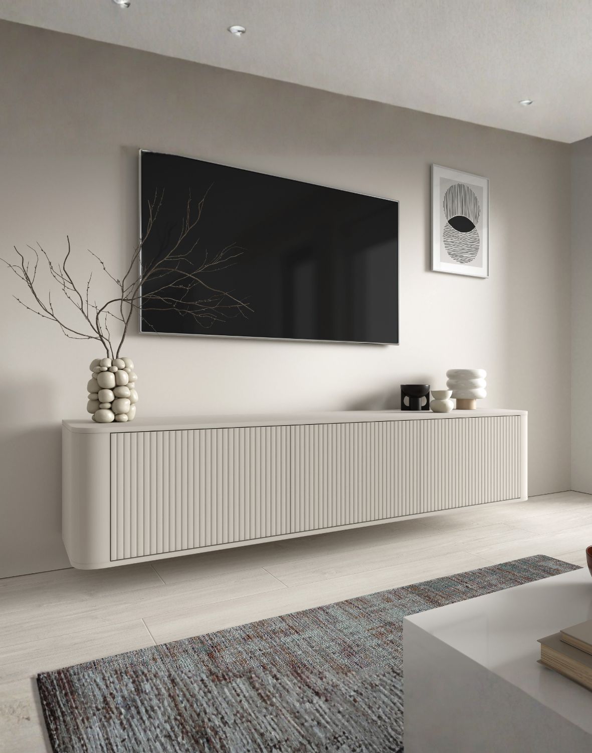 kaszmirowa szafka rtv wisząca trenza 200 cm