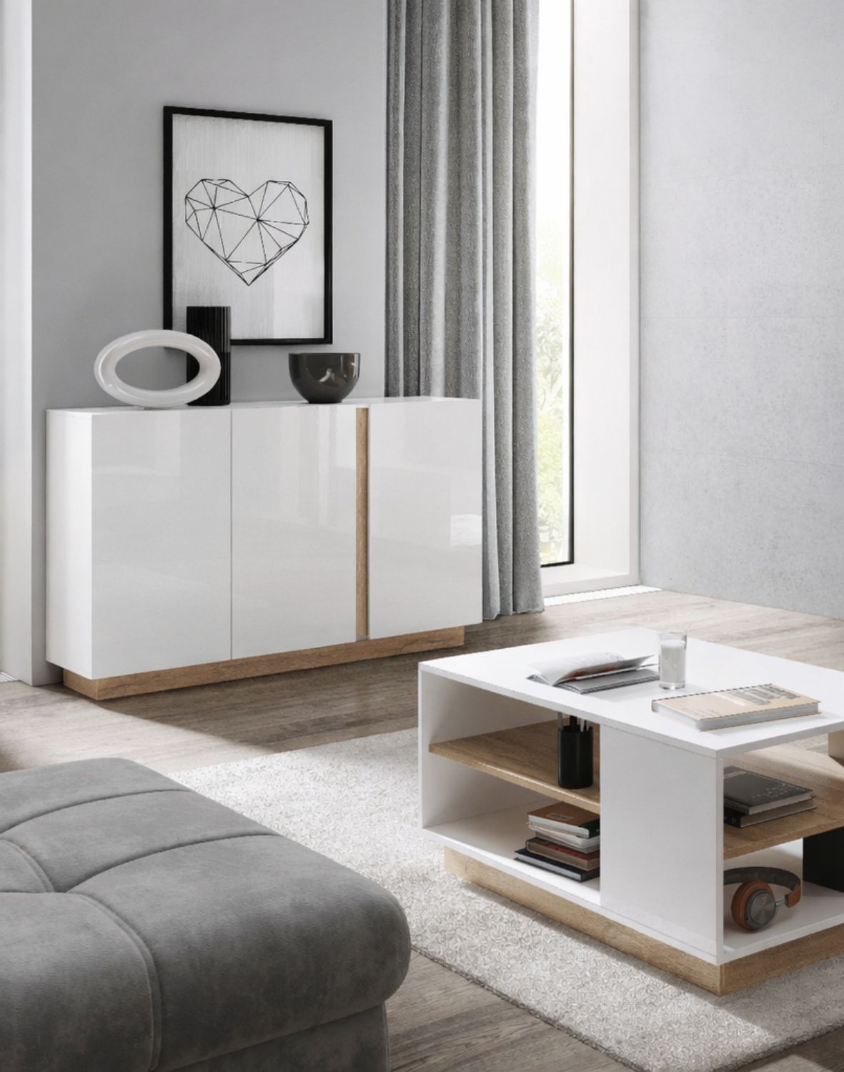 komoda do salonu biały połysk arco f