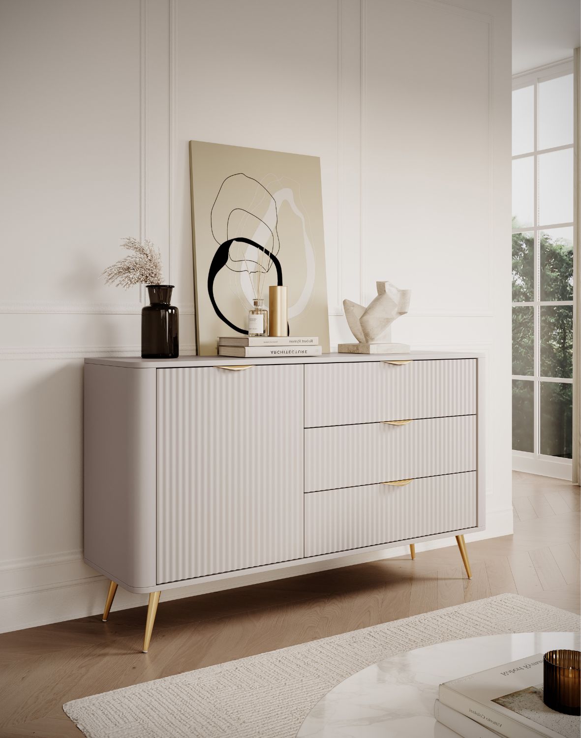 komoda z szufladami beżowa lante d 138