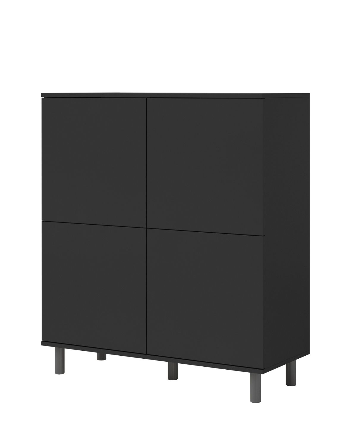 czarna komoda logan 4d na wysokich nóżkach