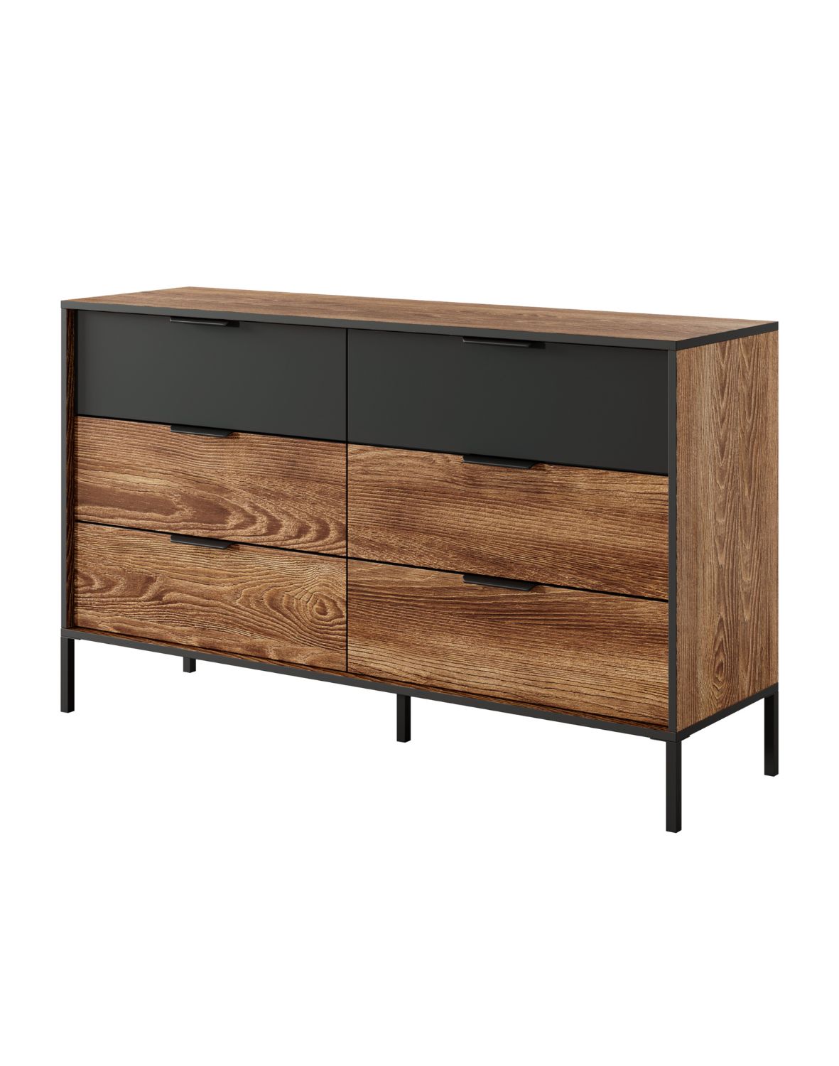 komoda milton b 138 6 szuflad kasztan grafit