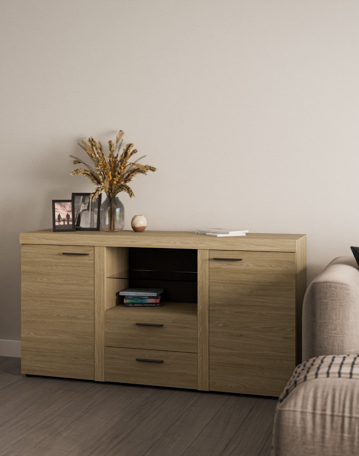 Komoda Rumba z szufladami i szafkami 2F2S – Dąb Olejowan