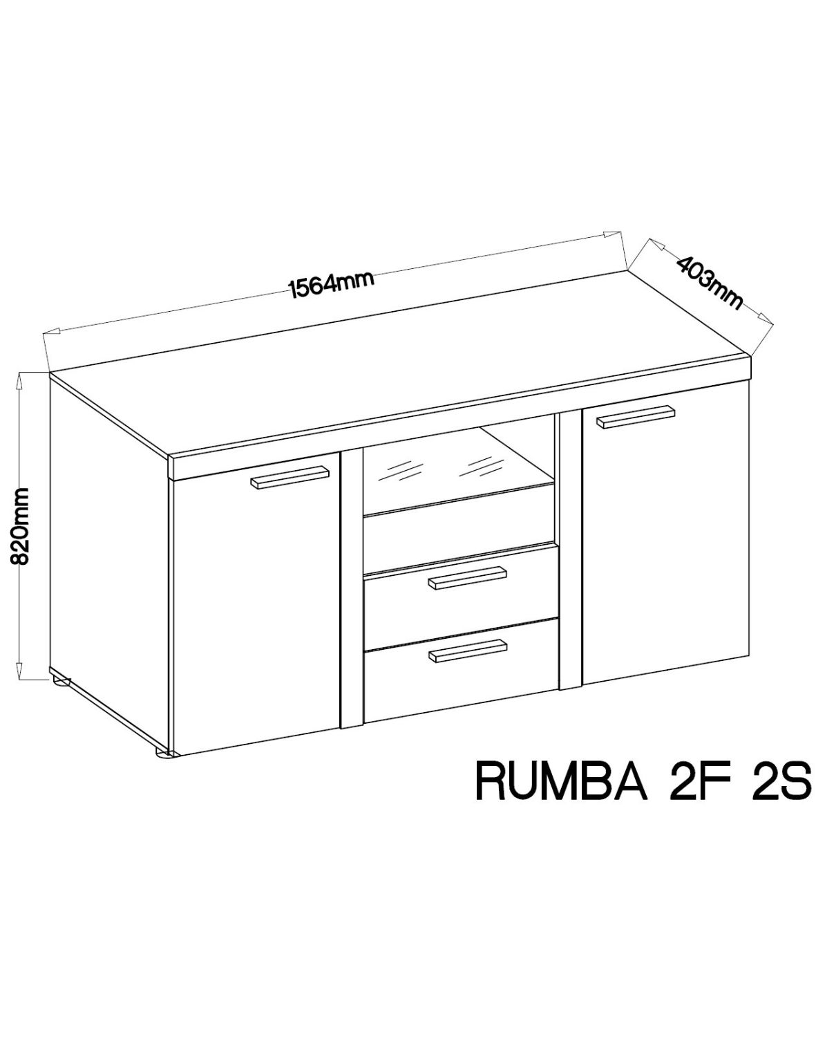 Komoda Rumba z szufladami i szafkami 2F2S – Dąb Olejowan