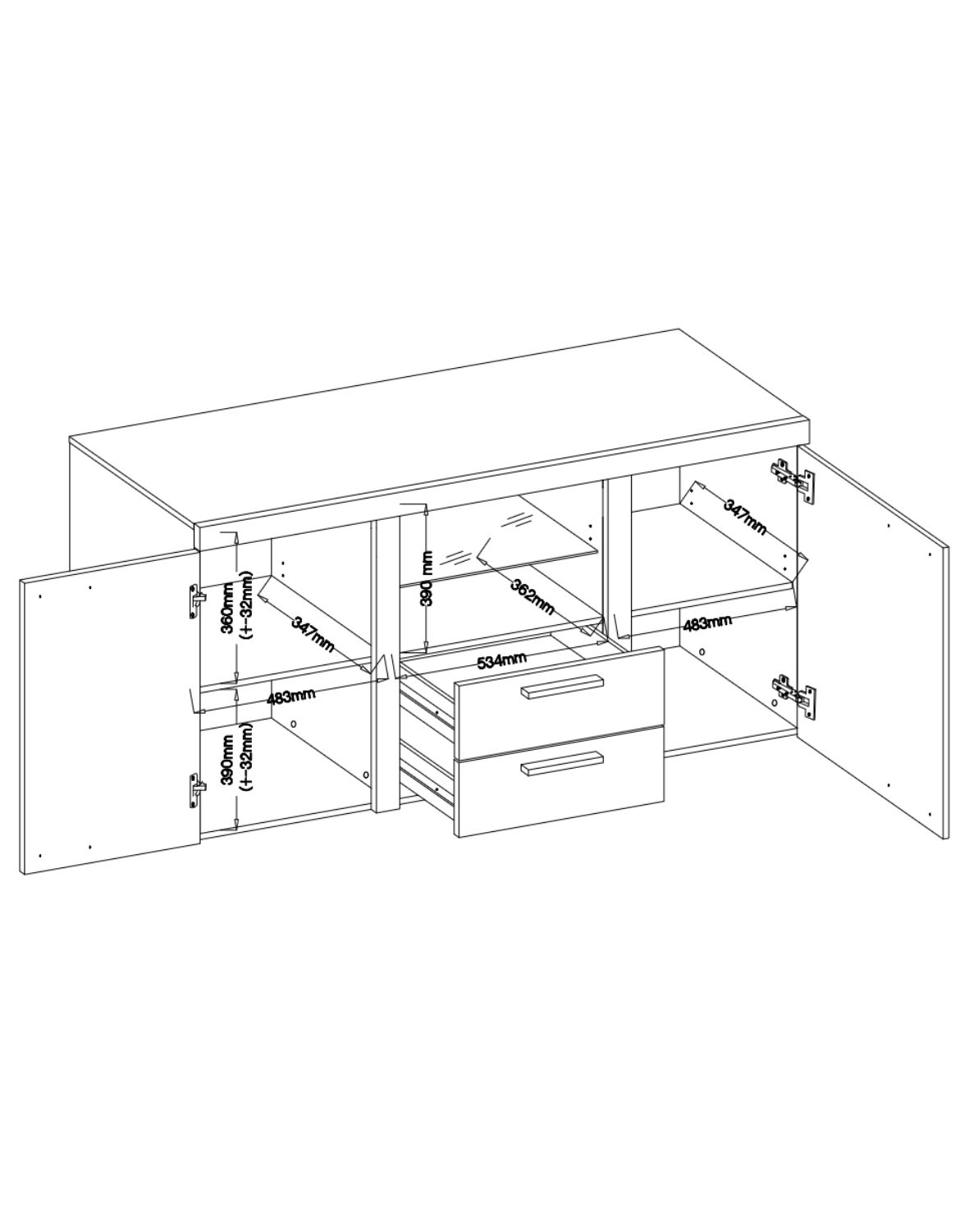 Komoda Rumba z szufladami i szafkami 2F2S – Beż Piaskowy