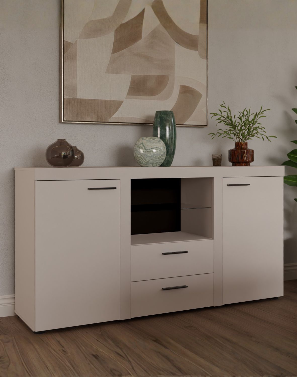 Komoda Rumba z szufladami i szafkami 2F2S – Beż Piaskowy