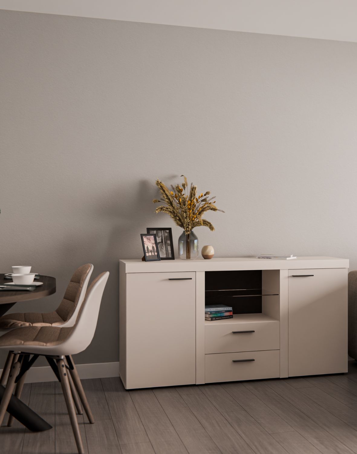 Komoda Rumba z szufladami i szafkami 2F2S – Beż Piaskowy