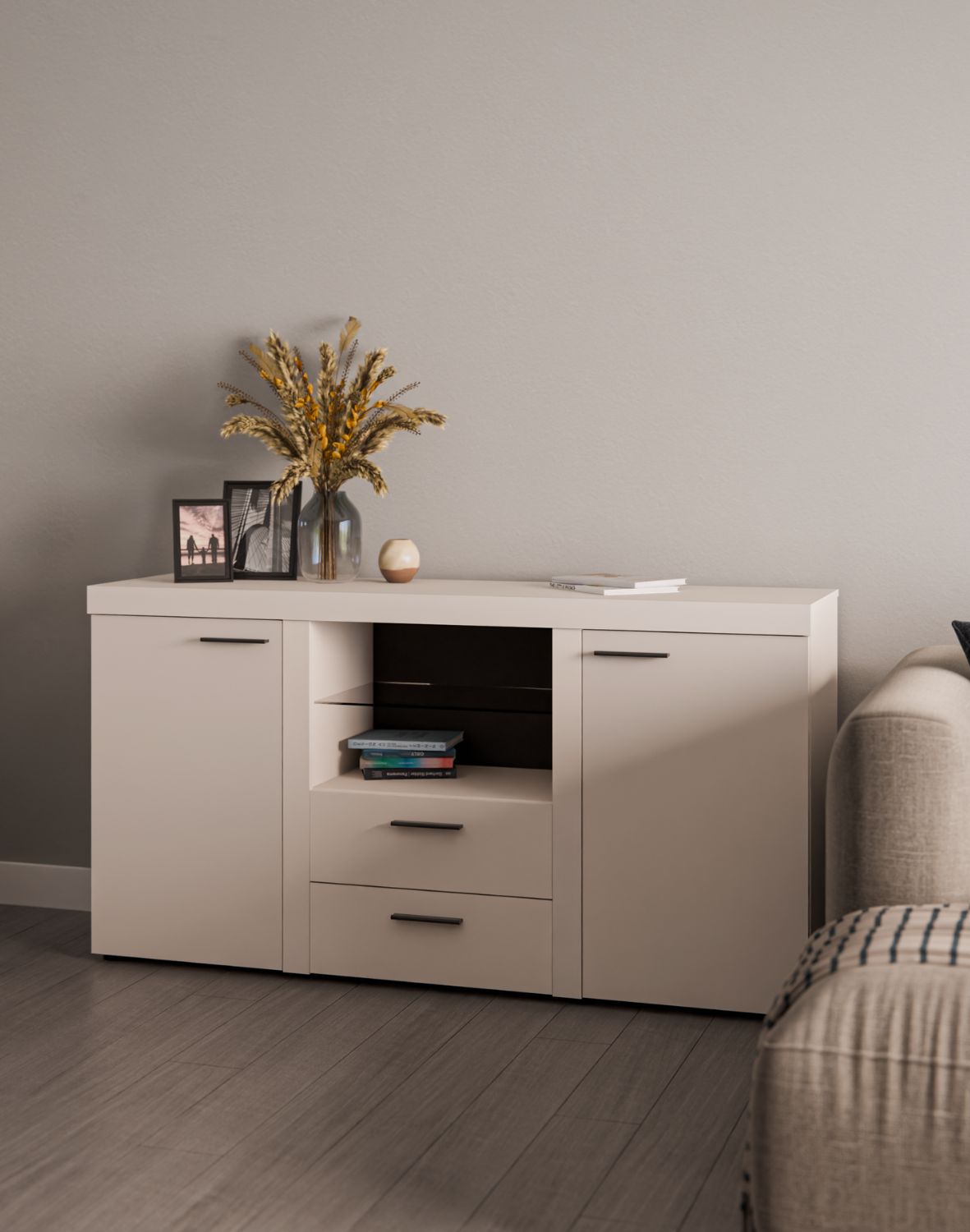 Komoda Rumba z szufladami i szafkami 2F2S – Beż Piaskowy