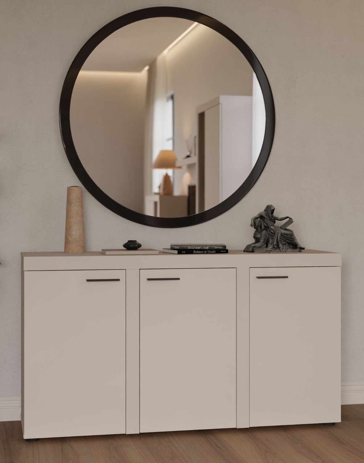 Komoda Rumba z trzema szafkami 3F – Beż Piaskowy