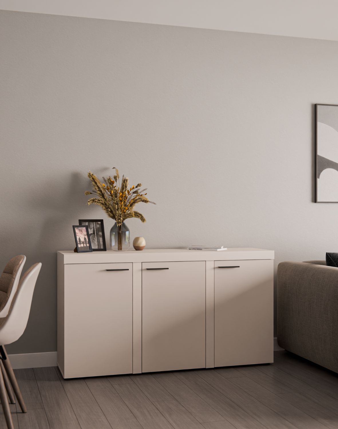 Komoda Rumba z trzema szafkami 3F – Beż Piaskowy