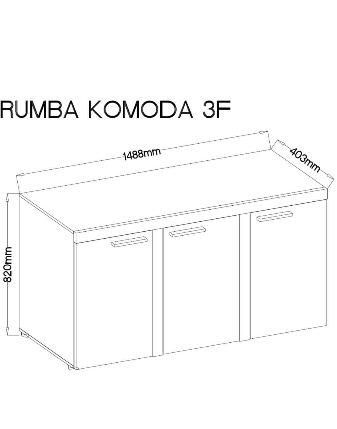 Komoda Rumba z trzema szafkami 3F – Beż Piaskowy