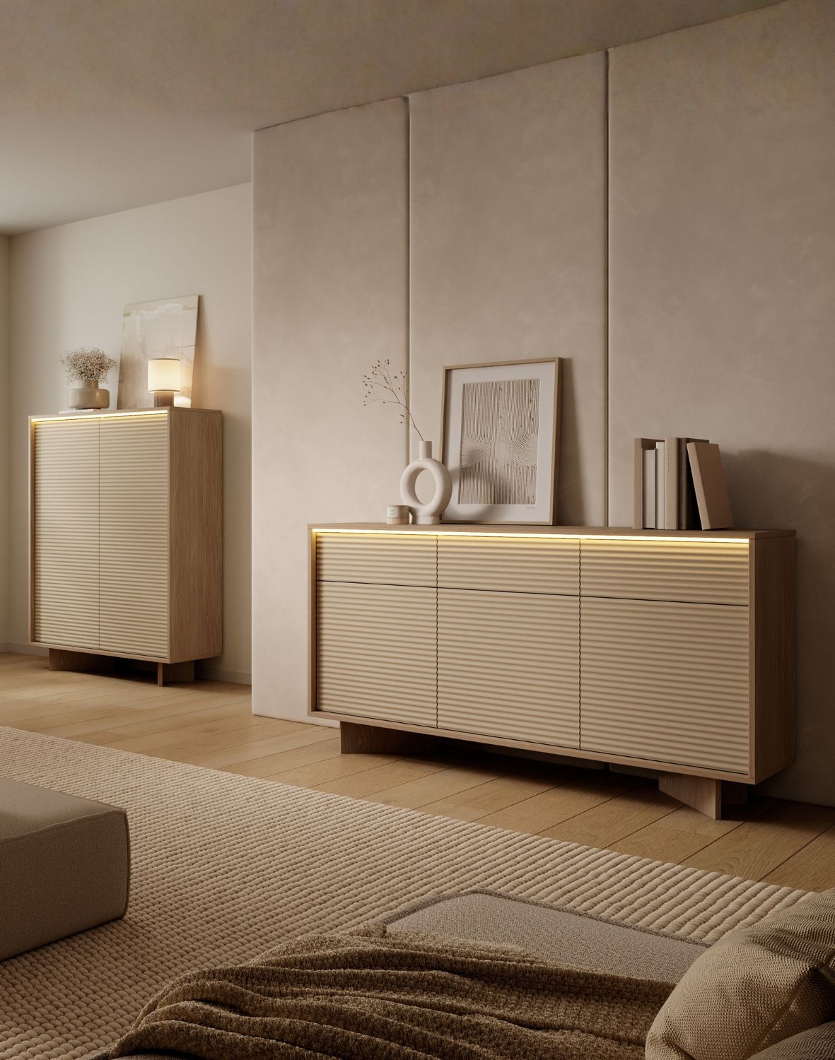 komoda wysoka semi a led cappuccino bolivar naturalny