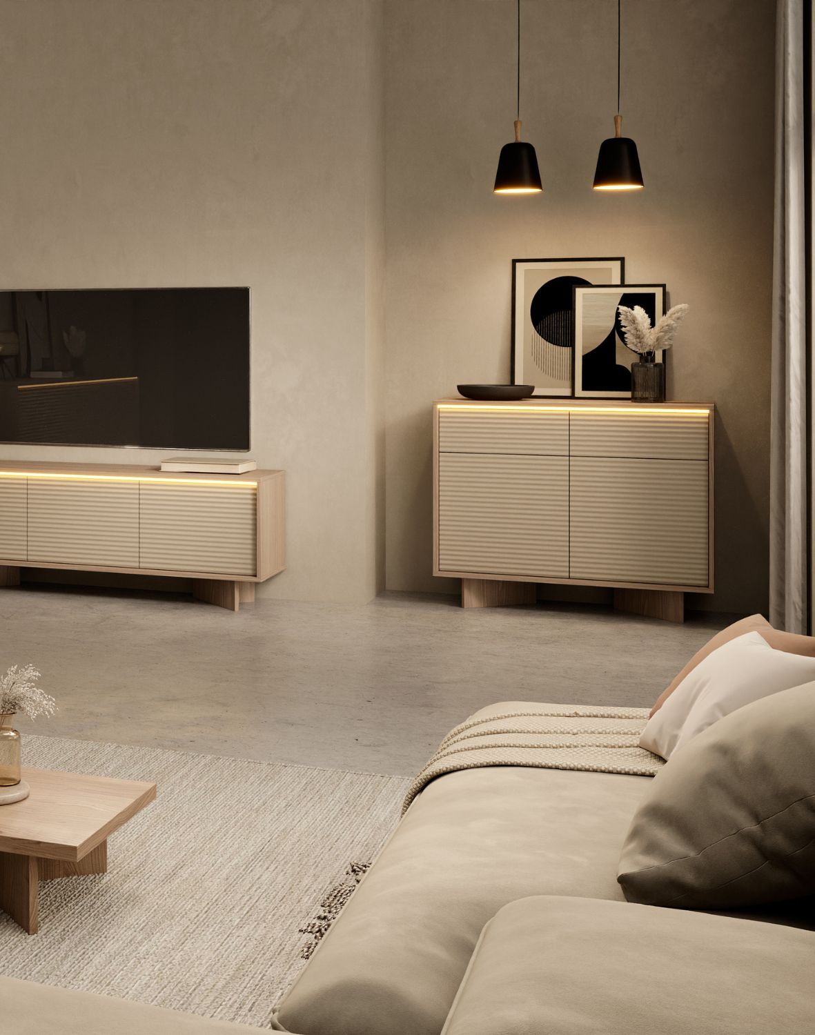 komoda do salonu semi d led