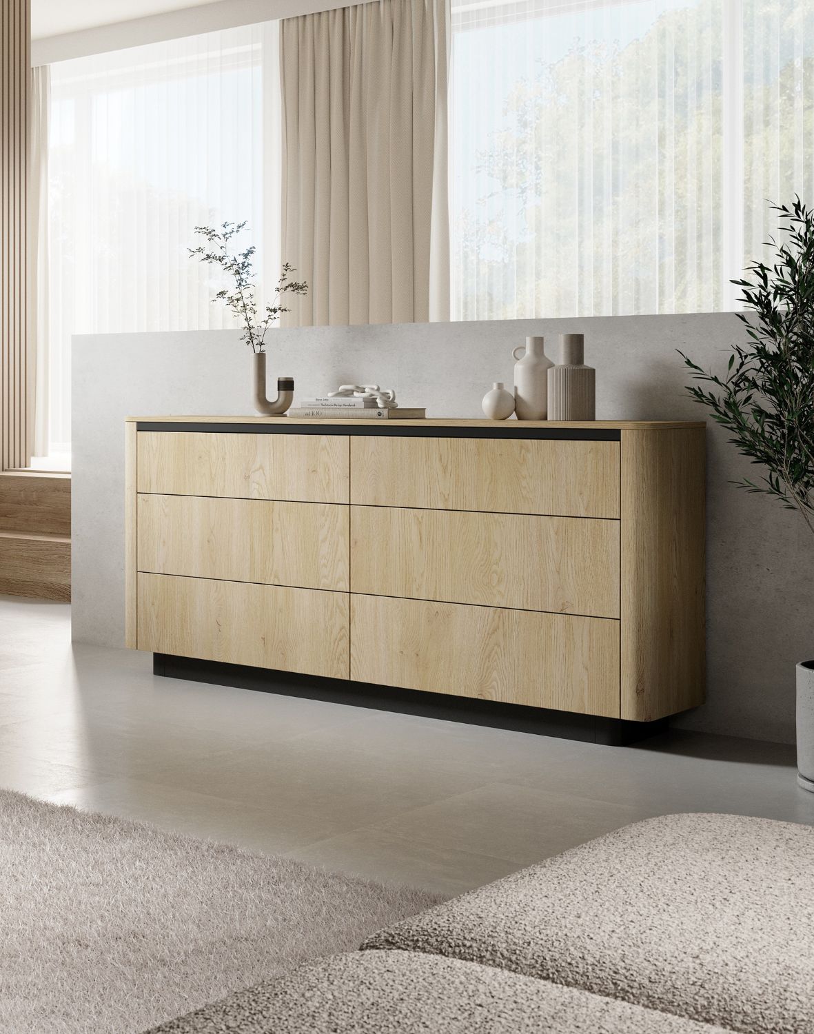 szeroka komoda z 6 szufladami torro d