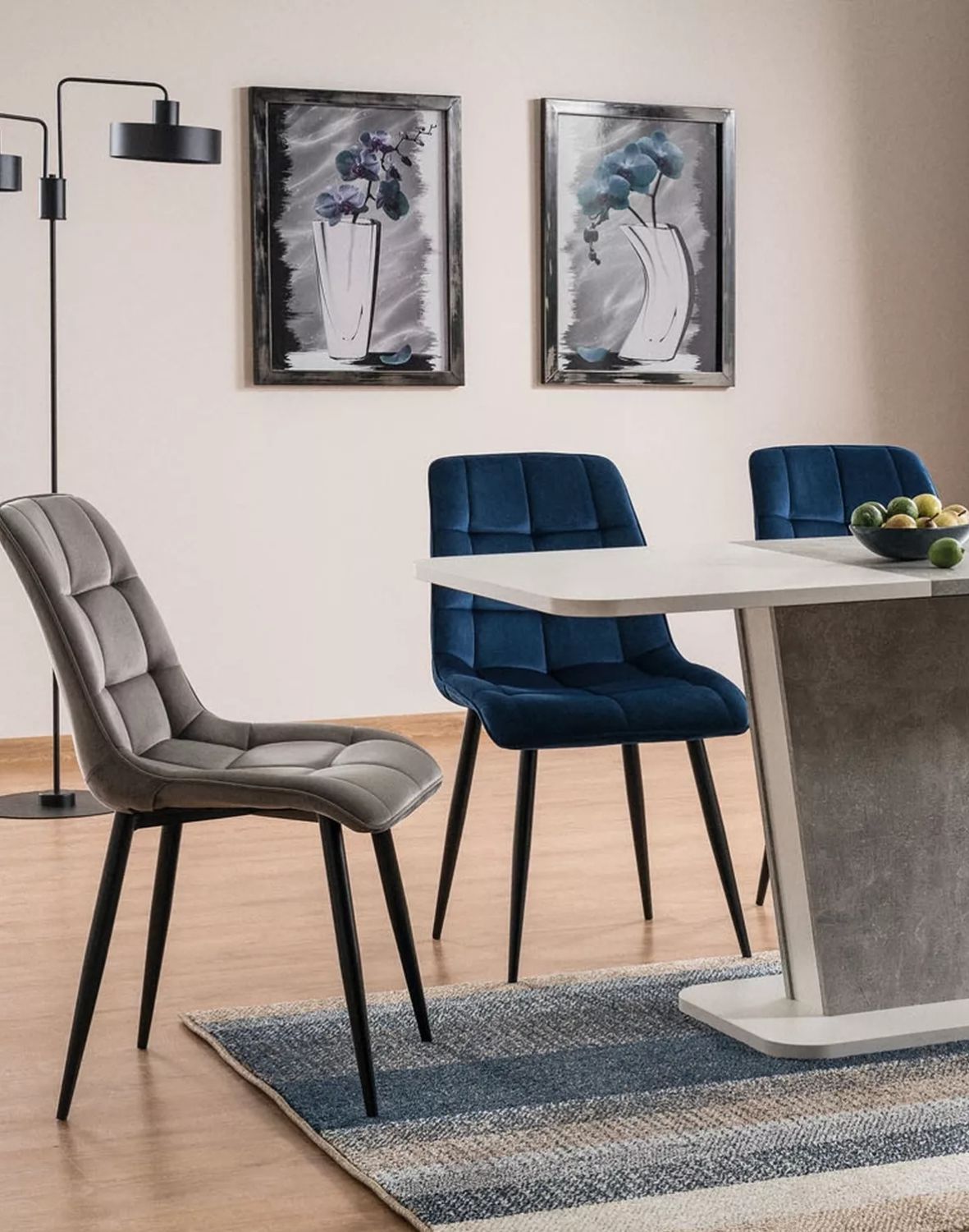 krzeslo  chic velvet szare czarny