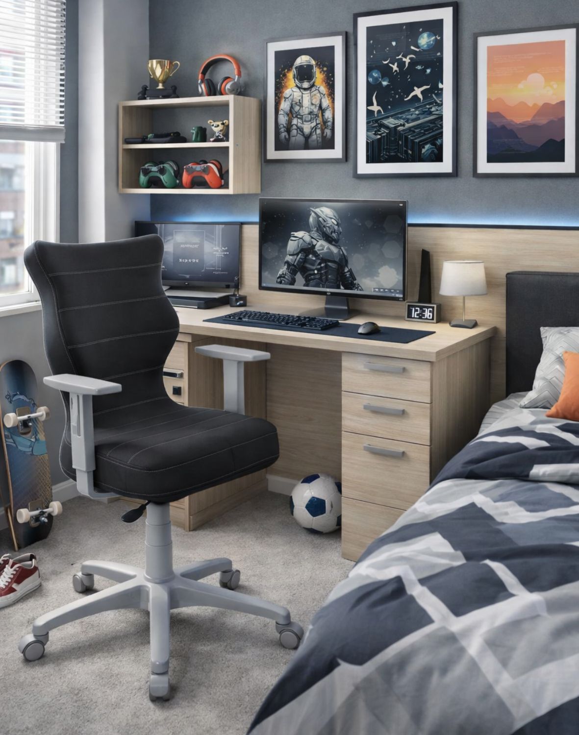 Krzesło młodzieżowe Duo, szara podstawa, rozmiar 5, wzrost 146-176,5 cm