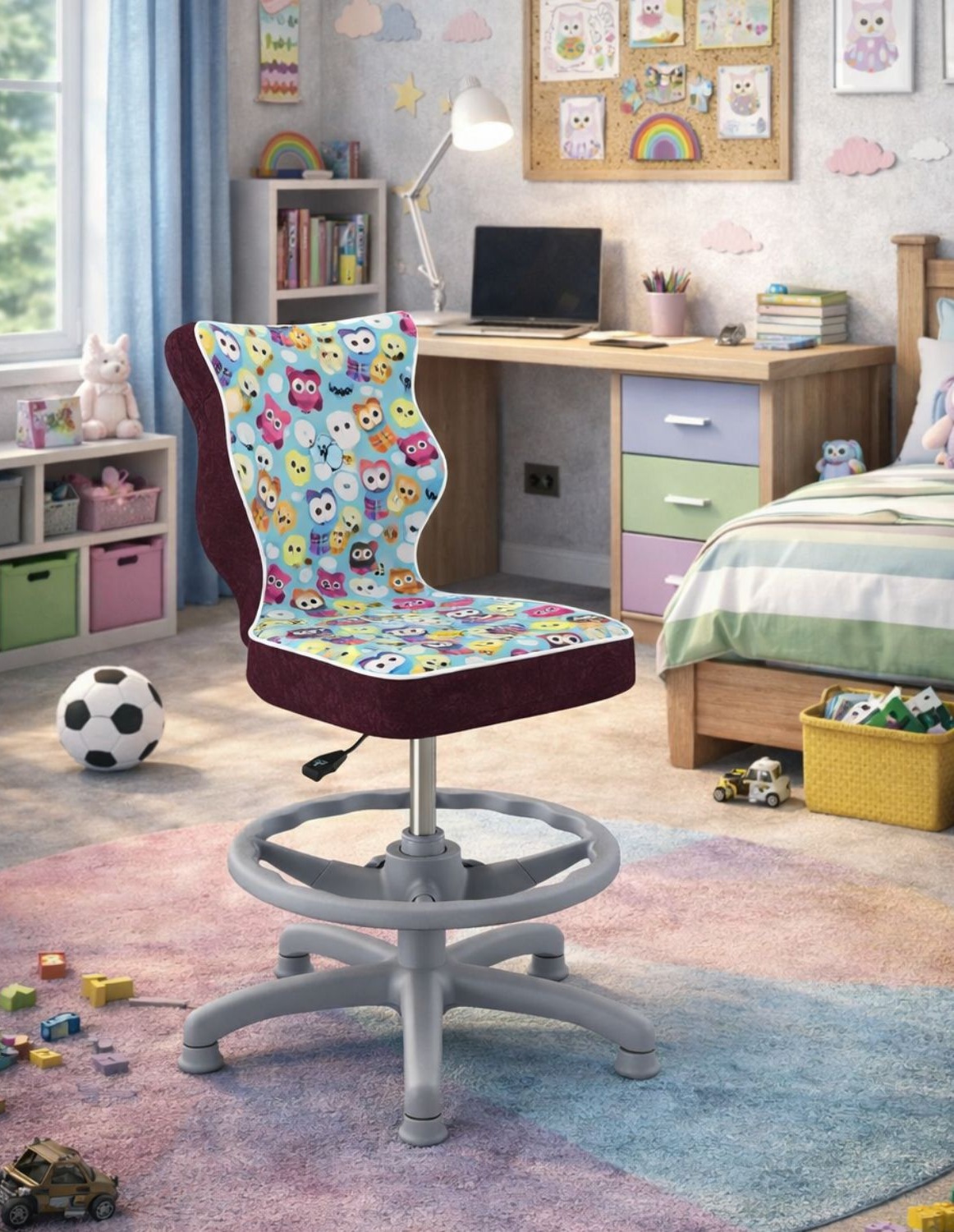 krzeslo dzieciece petit z podnozkiem 119 142 szara podstawa