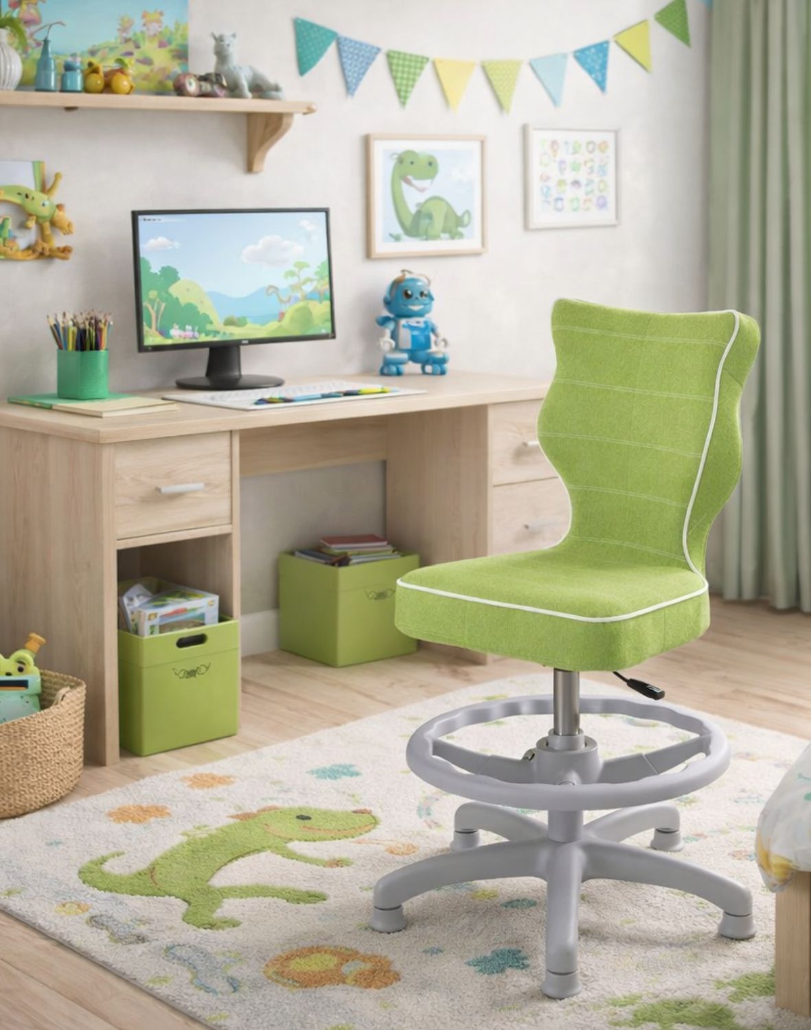 krzeslo dzieciece petit z podnozkiem 119 142 szara podstawa