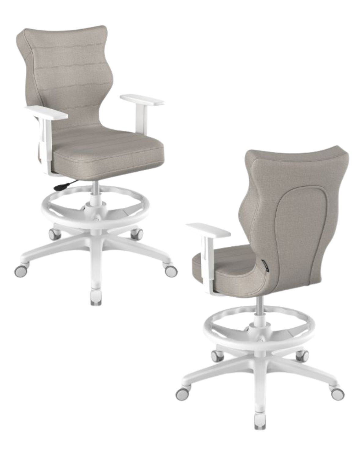 rzesło młodzieżowe Duo z podnóżkiem, biała podstawa, rozmiar 6, wzrost 159-188 cm