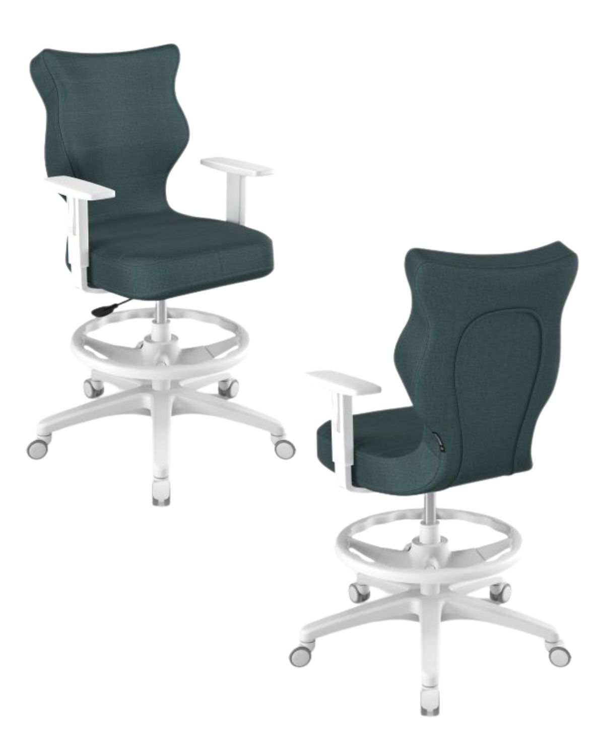 rzesło młodzieżowe Duo z podnóżkiem, biała podstawa, rozmiar 6, wzrost 159-188 cm