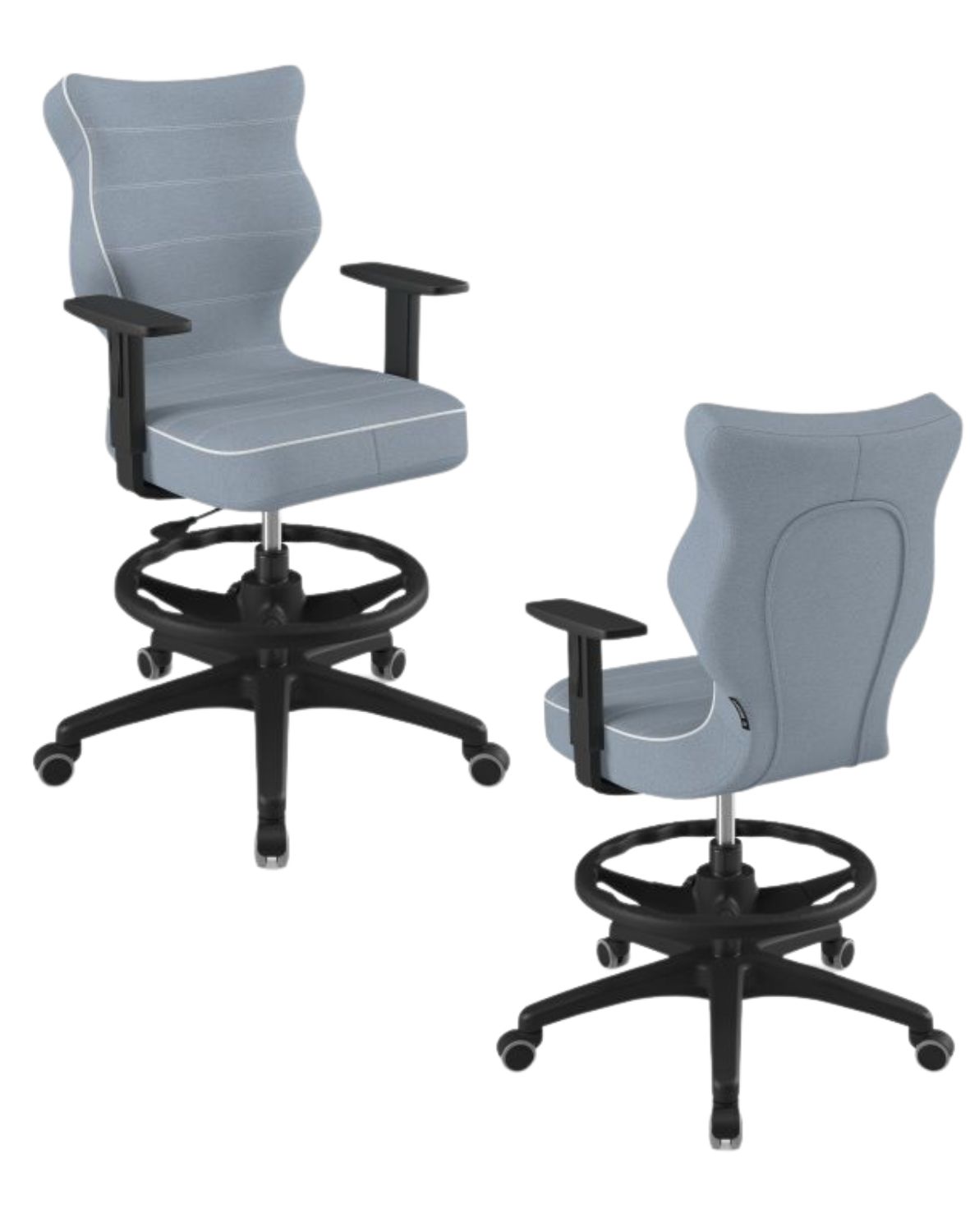 Krzesło młodzieżowe Duo z podnóżkiem, czarna podstawa, rozmiar 5, wzrost 146-176,5 cm