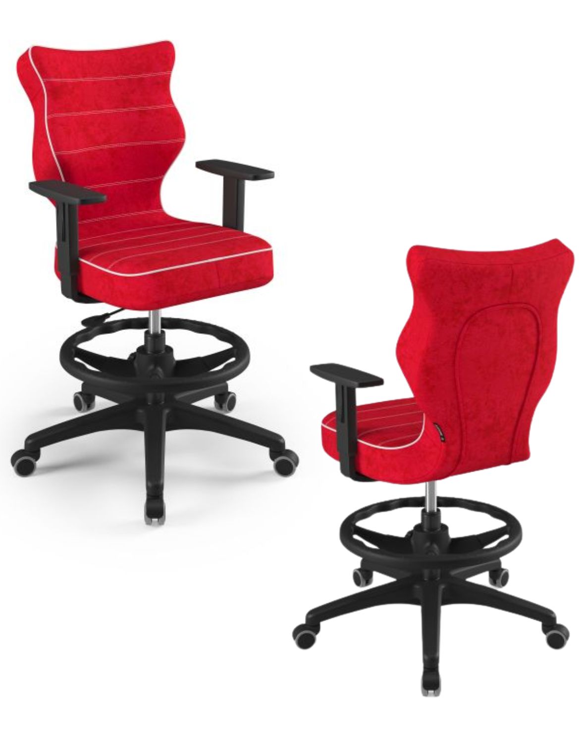 Krzesło młodzieżowe Duo z podnóżkiem, czarna podstawa, rozmiar 5, wzrost 146-176,5 cm