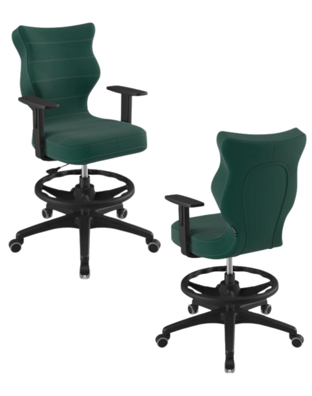 Krzesło młodzieżowe Duo z podnóżkiem, czarna podstawa, rozmiar 6, wzrost 159-188 cm