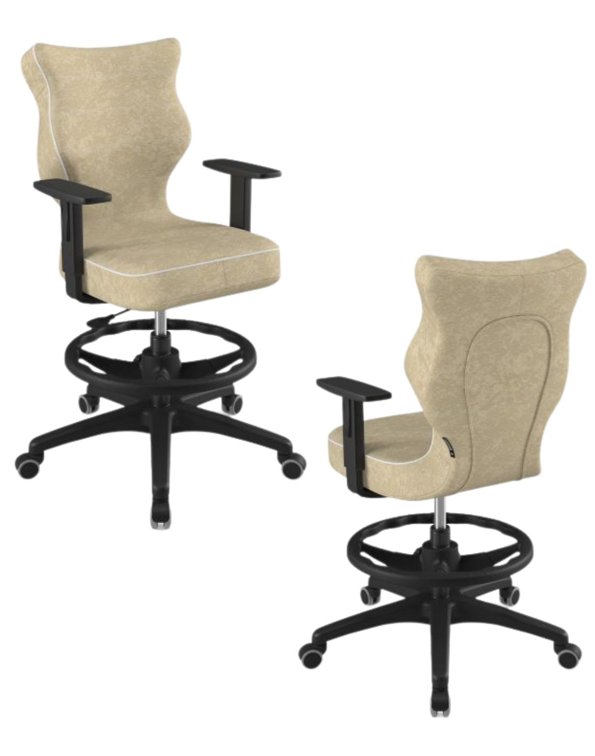 Krzesło młodzieżowe Duo z podnóżkiem, czarna podstawa, rozmiar 6, wzrost 159-188 cm