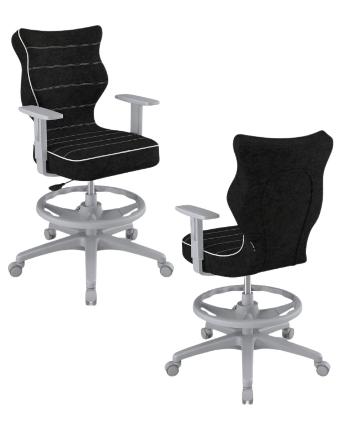 Krzesło młodzieżowe Duo z podnóżkiem, szara podstawa, rozmiar 5, wzrost 146-176,5 cm